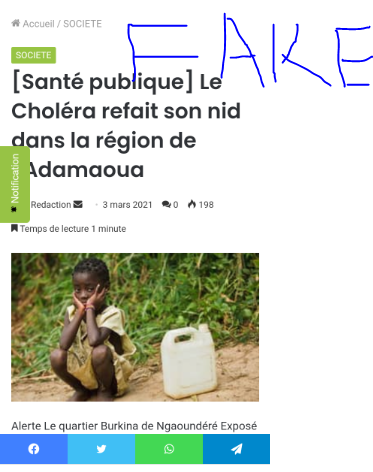 Fact-checking : Non, il n’y a pas d’épidémie de choléra dans l’Adamaoua