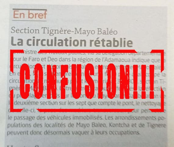 Section Tignère-Mayo Baléo : non, la circulation n’a pas été rétablie
