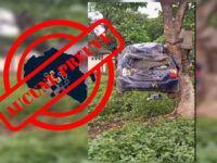 Accident une voiture accrochée à un arbre